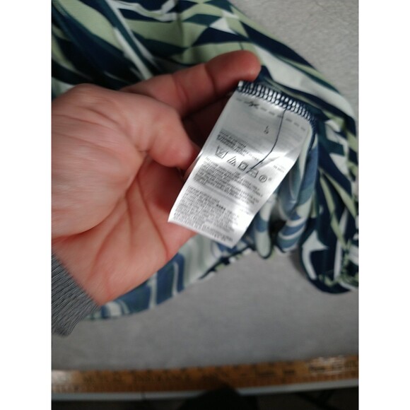 Banana Republic Wrap Dress Women's Large Short Sleeve Surplice Front Blue GReen - Picture 9 of 11